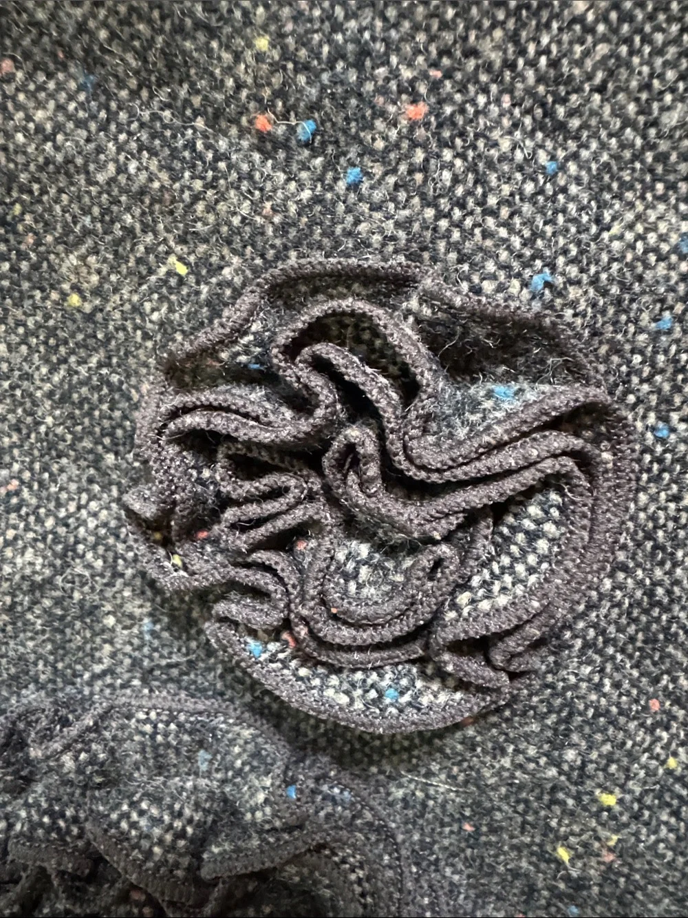 LOFT Wool Blend Mini Skirt with Floral Rosette Appliques•Brown Tweed• 2P Petit